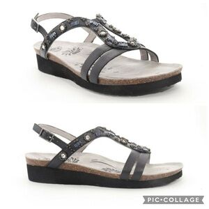 Abeo Cheri Sandals 10W Black Beaded Crystal Comfort  Arch Support